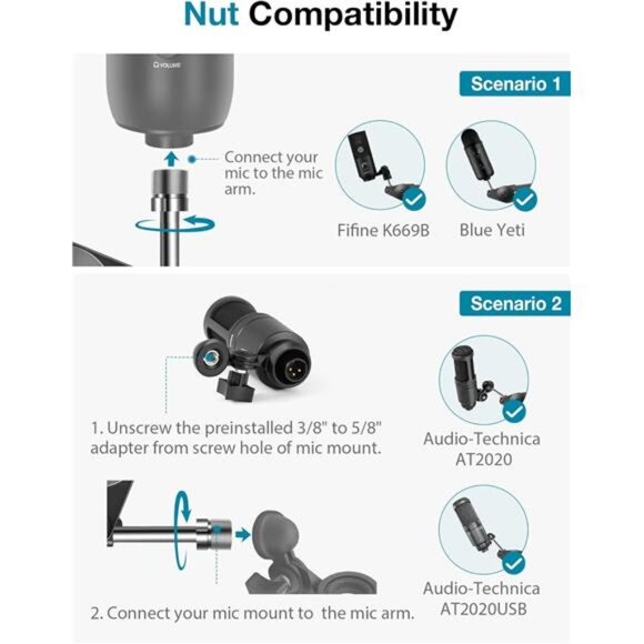 Microphone Arm Stand, Heavy Duty Mic Arm Microphone Stand Scissor Boom Stands - Picture 6 of 8